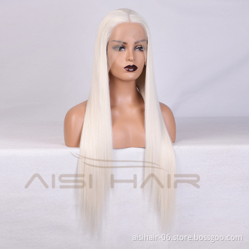 Aisi Hair Hot Selling 26 Inch Long Silver Wig Long Silky Straight Swiss Lace Wigs Synthetic Lace Front Wigs For Black Women